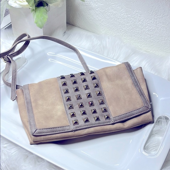 Studded Tan Shoulder/Crossbody or Clutch - Picture 2 of 13
